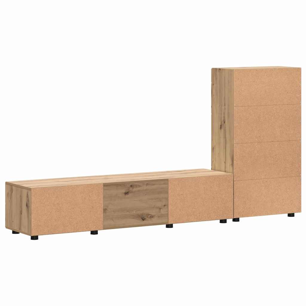 TV-møbelsæt med skuffe FLORIN Artisan Egetræ Konstrueret træ