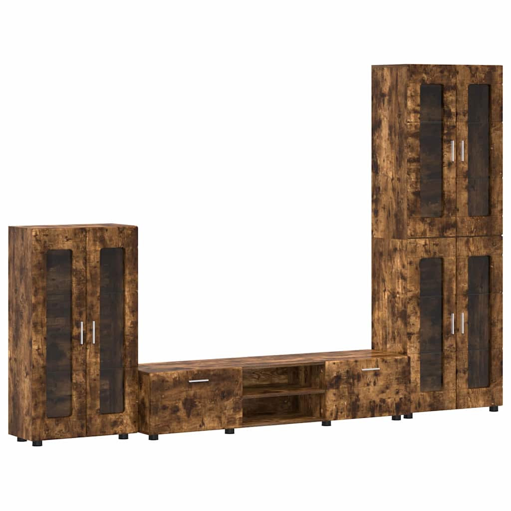 TV-møbelsæt med skuffe med dør FLORIN Røget eg Konstrueret træ