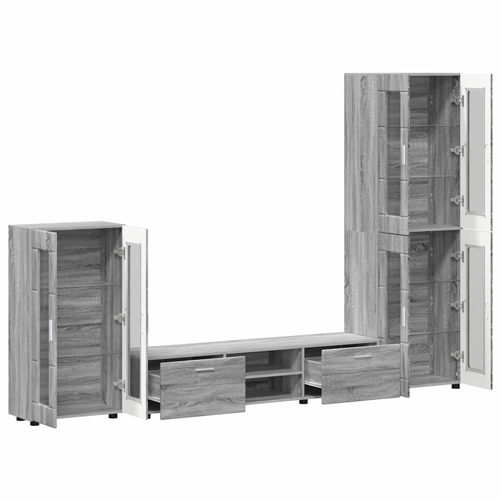 TV-møbelsæt med skuffe FLORIN Grå Sonoma Konstrueret træ
