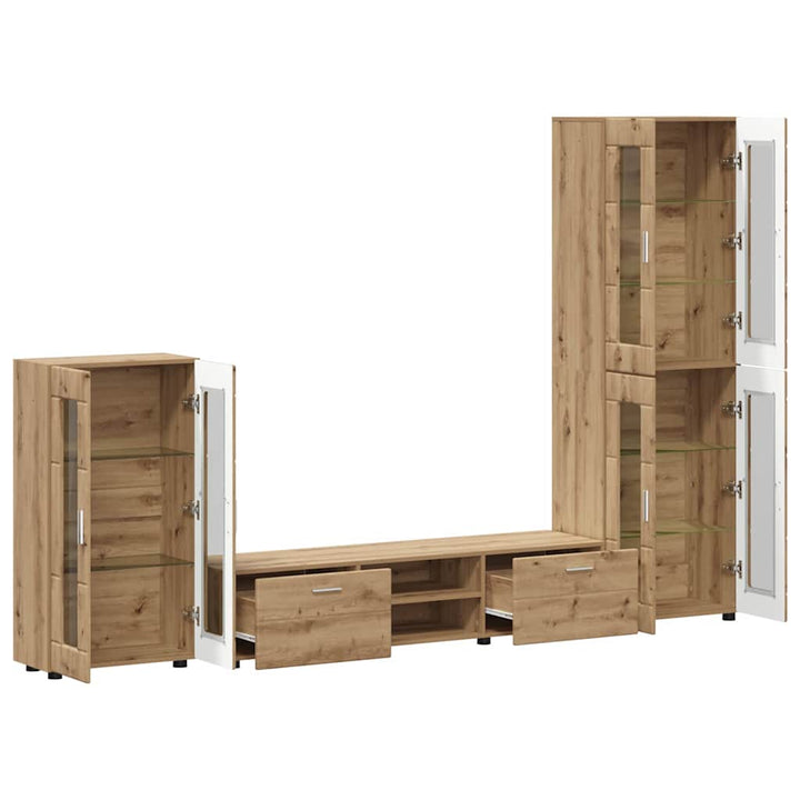 TV-møbelsæt med skuffe FLORIN Artisan Egetræ Konstrueret træ