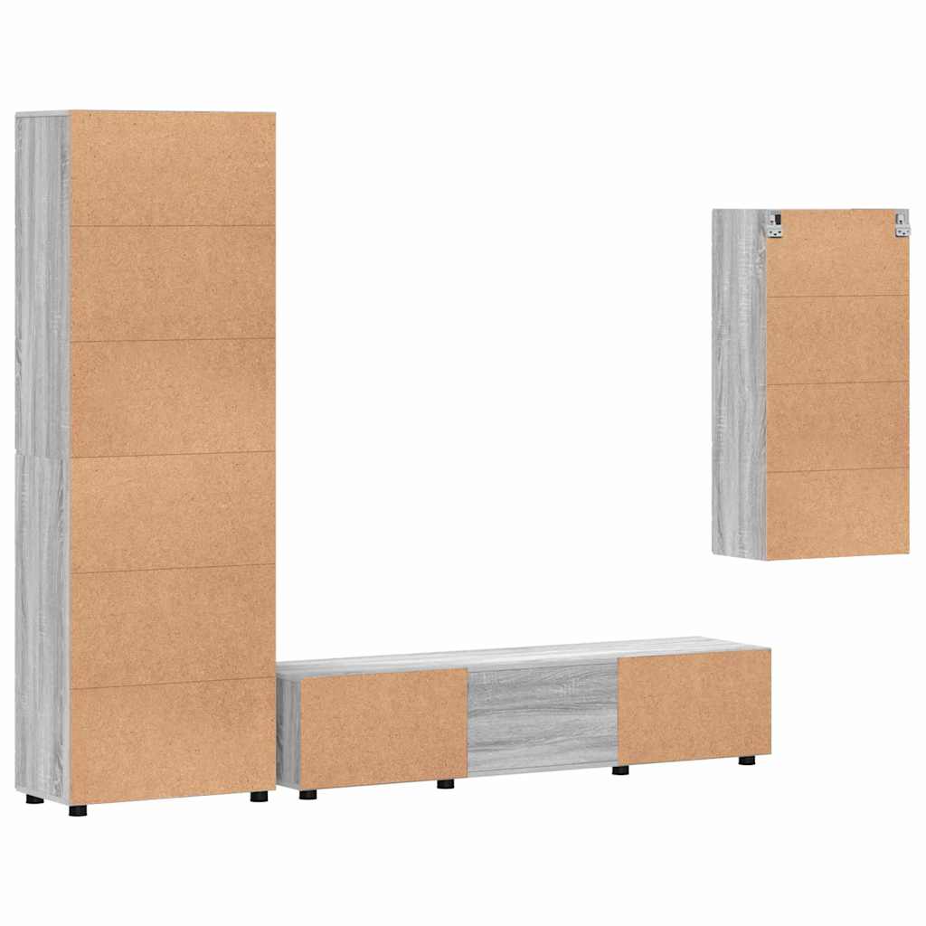 TV-møbelsæt med skuffe FLORIN 3 pcs Grå Sonoma Konstrueret træ