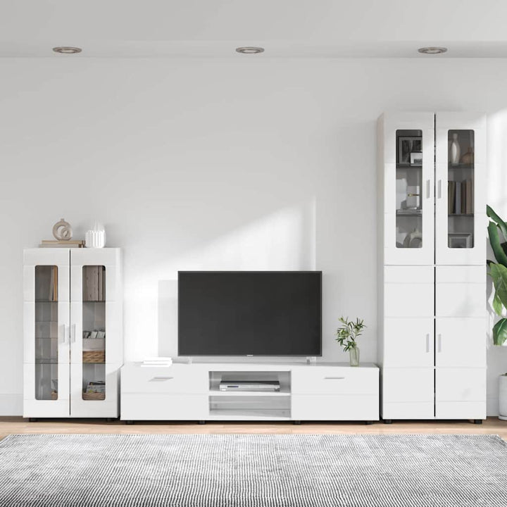 TV-møbelsæt med dør FLORIN 3 pcs Høj gloss hvid Konstrueret træ