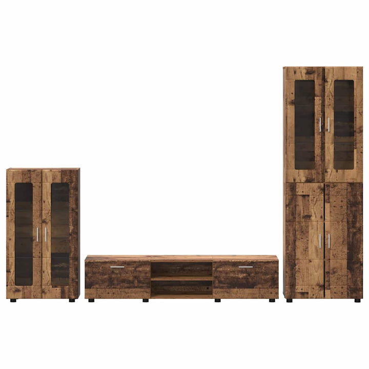 TV-møbelsæt med skuffe FLORIN 3 pcs Gammelt træ Konstrueret træ