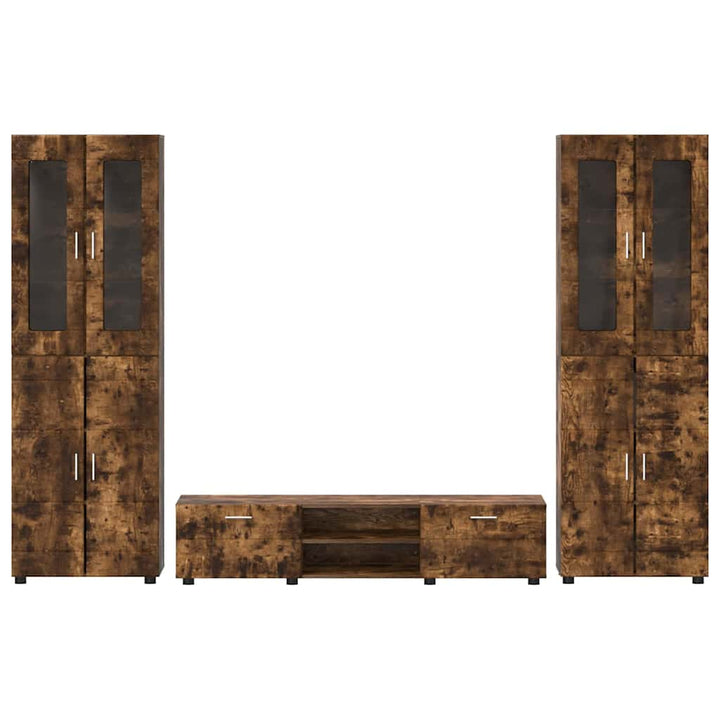 TV-møbelsæt med skuffe med dør FLORIN Røget eg Konstrueret træ