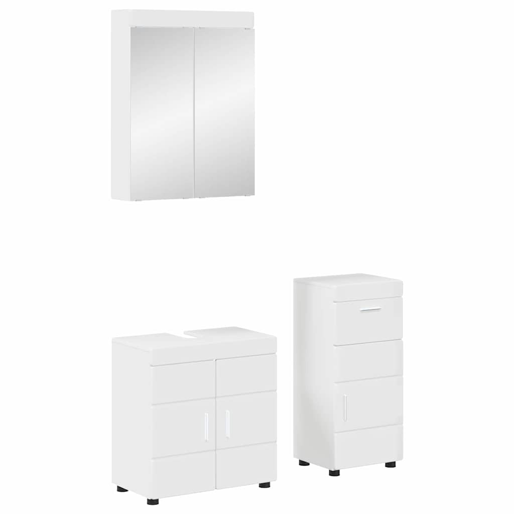 Badeværelsesmøbel sæt TULUM 3 pcs Høj gloss hvid