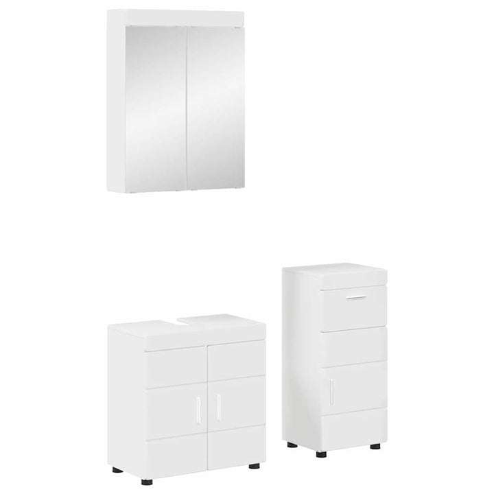 Badeværelsesmøbel sæt TULUM 3 pcs Høj gloss hvid