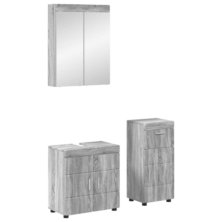 Badeværelsesmøbel sæt TULUM 3 stk. Grå Sonoma 60 x 34 x 63 cm