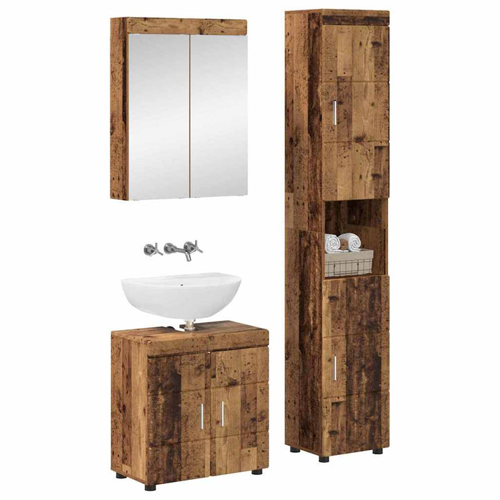 Badeværelsesmøbel sæt TULUM 3 pcs Gammelt træ 60 x 34 x 63 cm