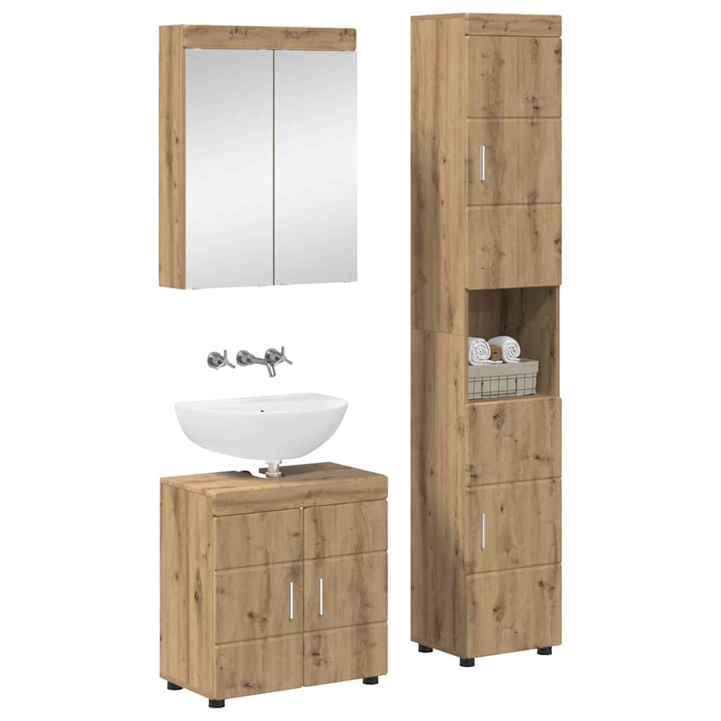 Badeværelsesmøbel sæt TULUM 3 pcs Artisan Egetræ