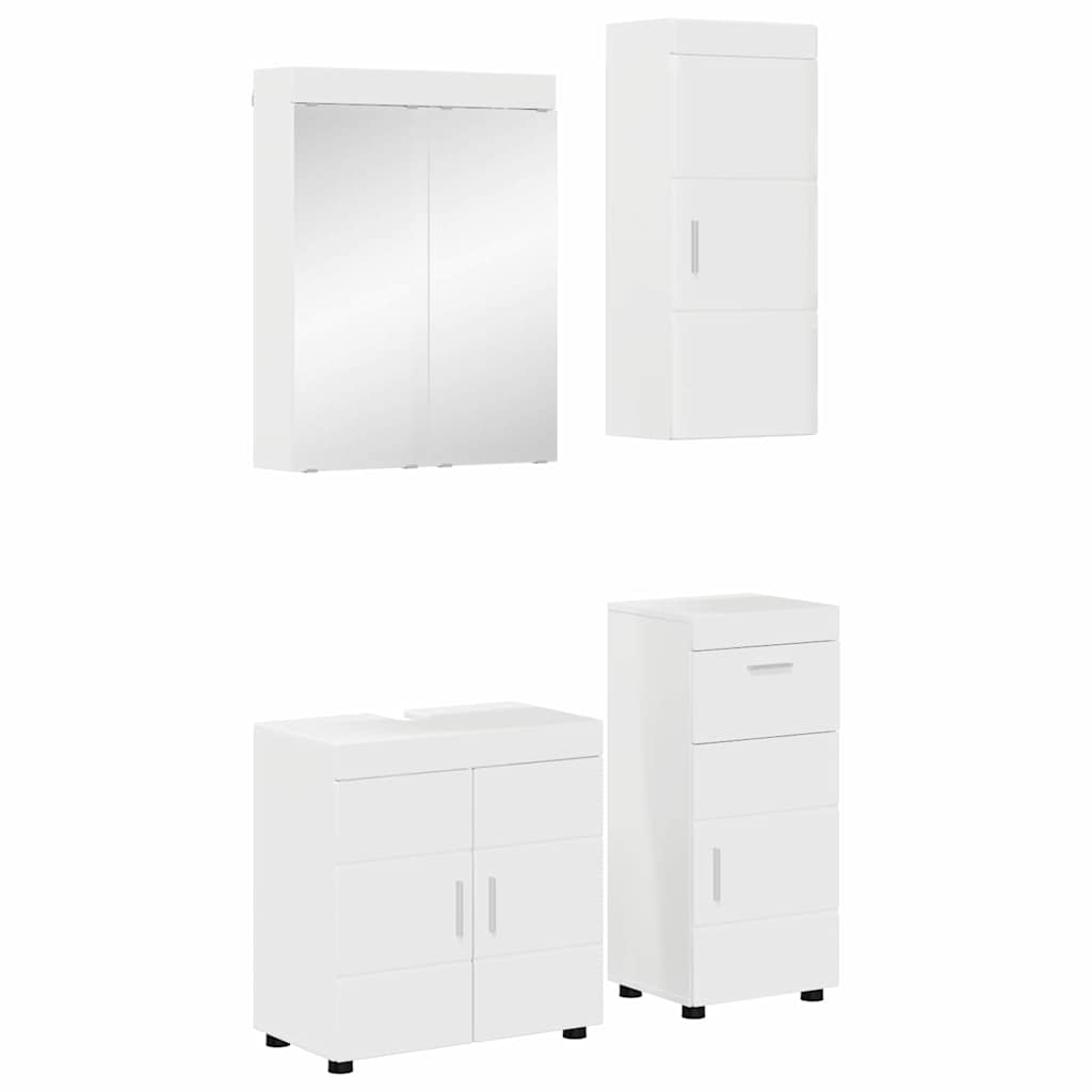 Badeværelsesmøbel sæt TULUM 4 pcs Høj gloss hvid