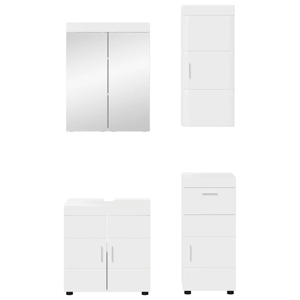 Badeværelsesmøbel sæt TULUM 4 pcs Høj gloss hvid
