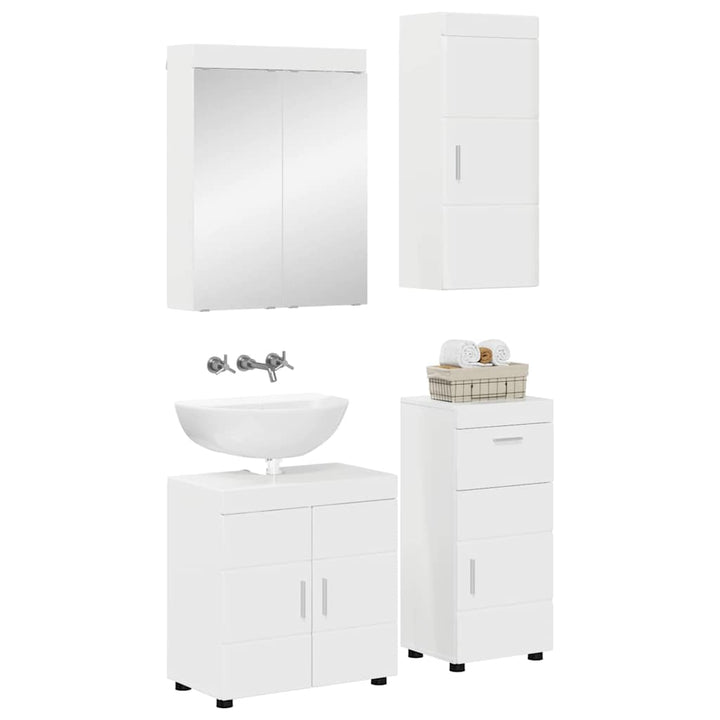 Badeværelsesmøbel sæt TULUM 4 pcs Høj gloss hvid