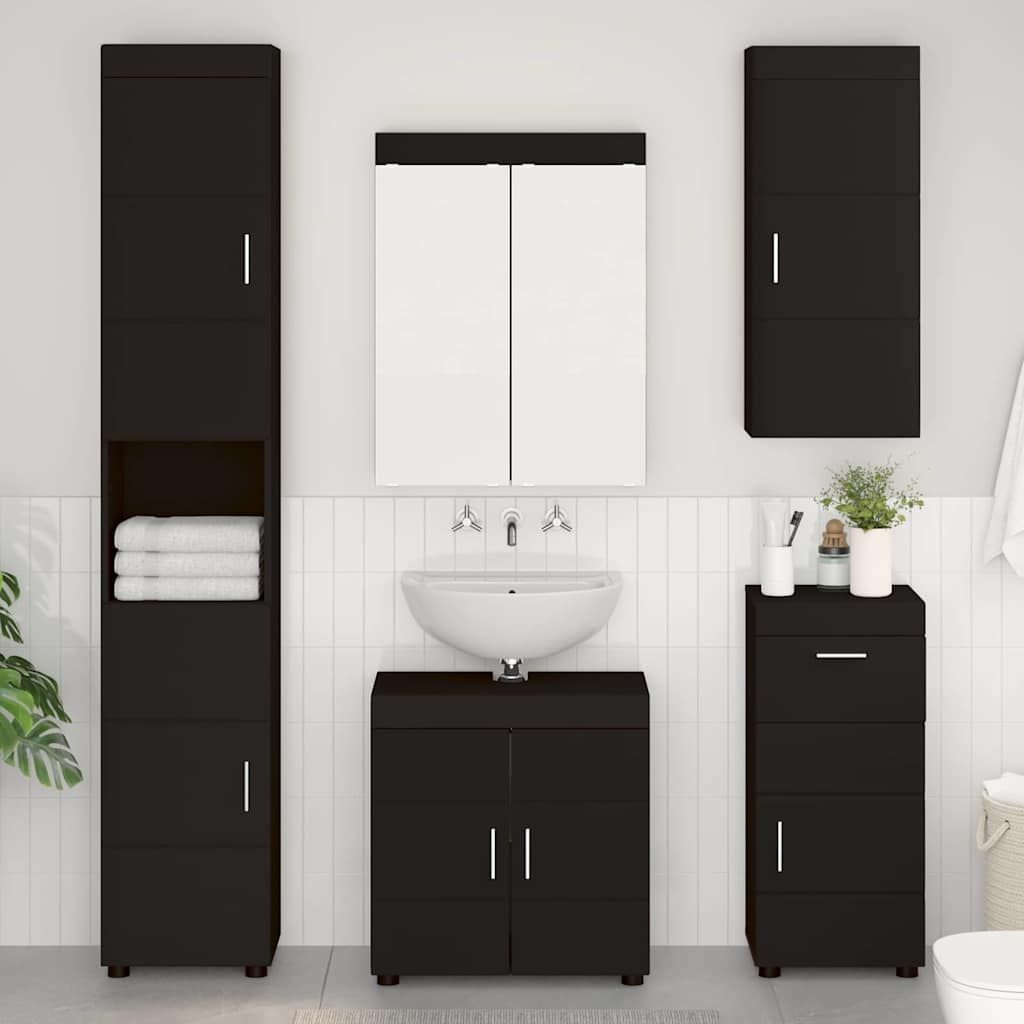 Badeværelsesmøbel sæt TULUM 5 pcs Sort 60 x 34 x 63 cm