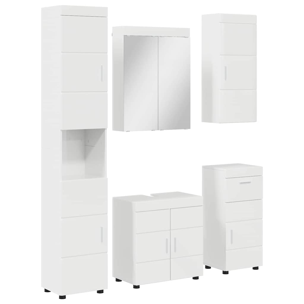 Badeværelsesmøbel sæt TULUM 5 pcs Høj gloss hvid