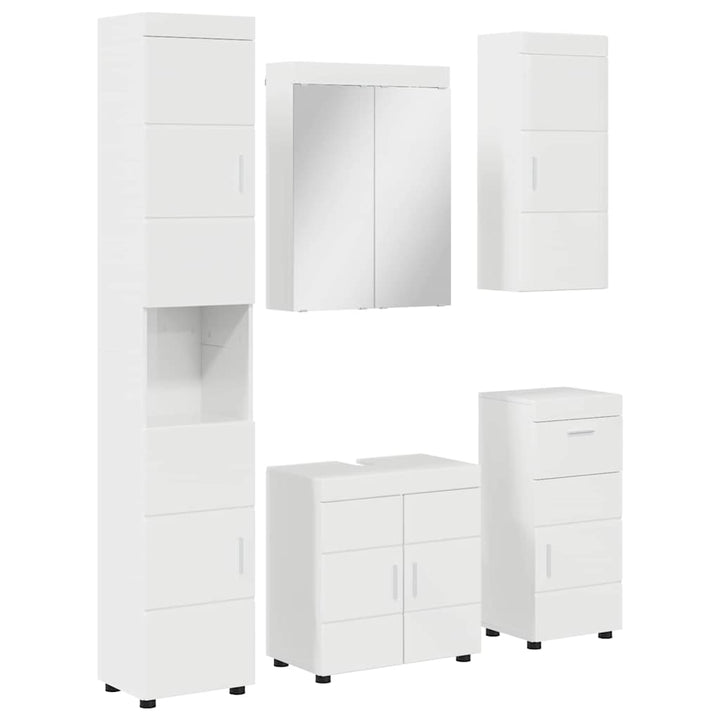 Badeværelsesmøbel sæt TULUM 5 pcs Høj gloss hvid