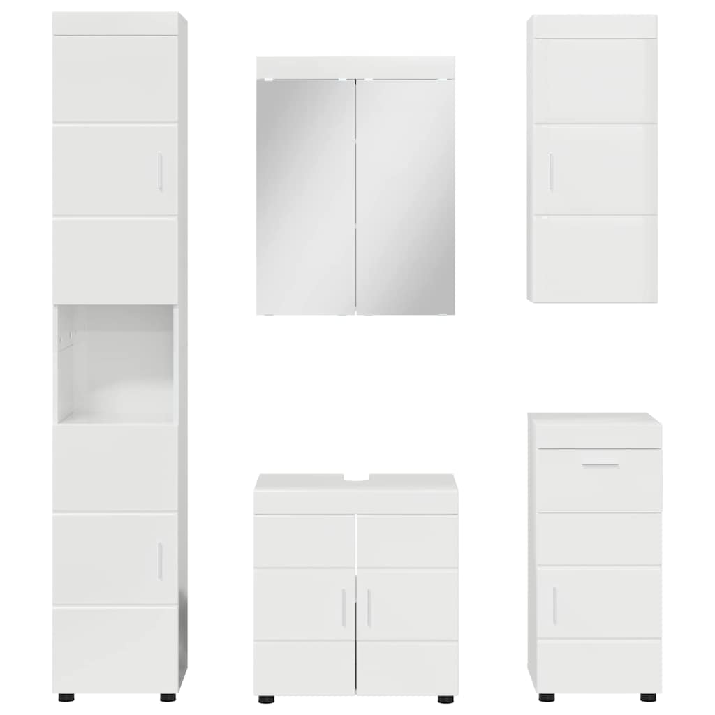 Badeværelsesmøbel sæt TULUM 5 pcs Høj gloss hvid