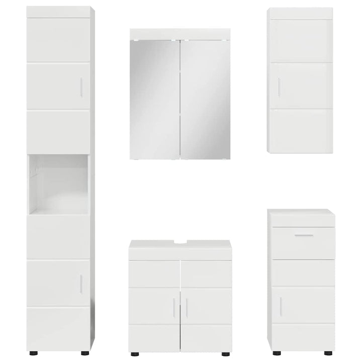 Badeværelsesmøbel sæt TULUM 5 pcs Høj gloss hvid
