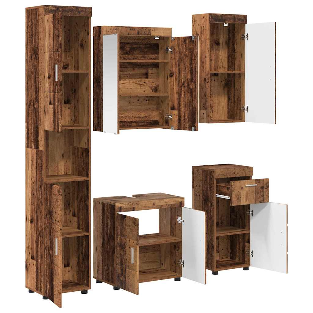 Badeværelsesmøbel sæt TULUM 5 pcs Gammelt træ 60 x 34 x 63 cm