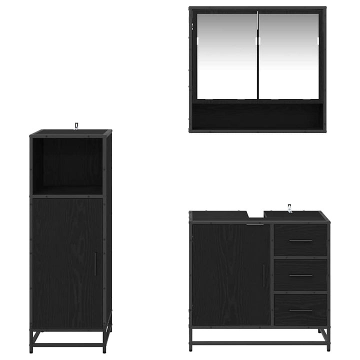 Badeværelsesmøbel sæt 3 stk. Sort eg 35 x 37,5 x 100 cm