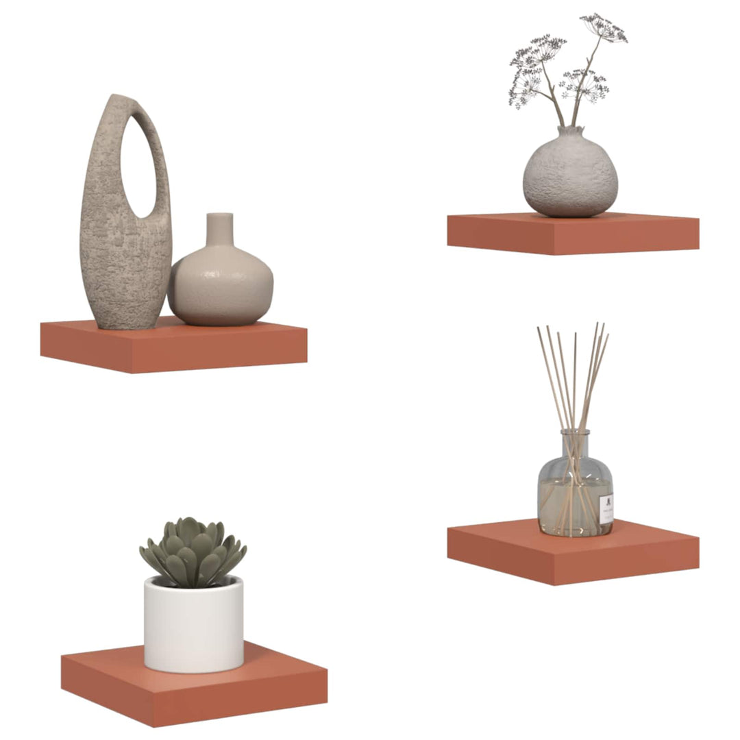 Væghylde Vægmonteret 4 pcs Rød 23 x 23,5 x 4 cm Konstrueret træ