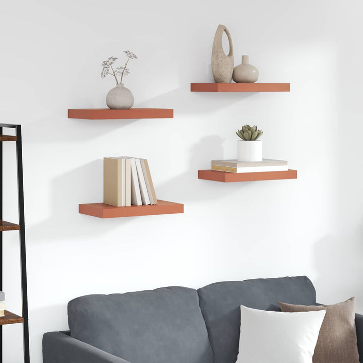 Væghylde Vægmonteret 4 pcs Rød 40 x 23,5 x 4 cm Konstrueret træ