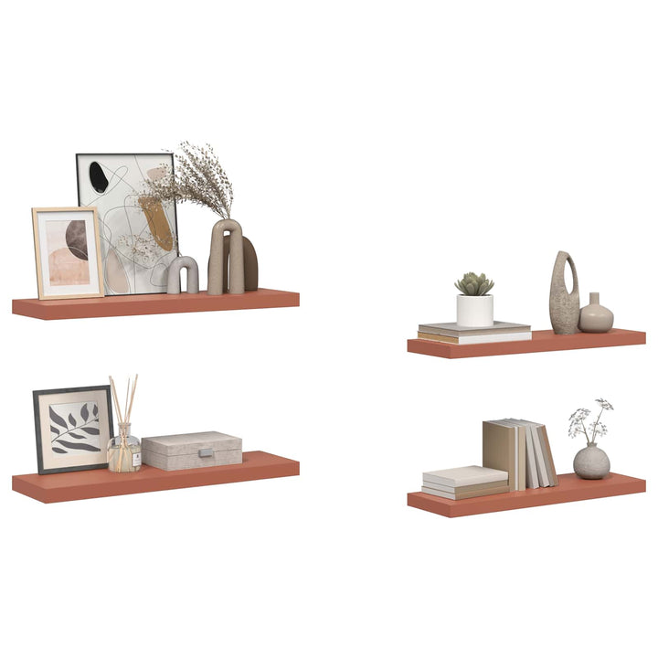 Væghylde Vægmonteret 4 pcs Rød 80 x 23,5 x 4 cm Konstrueret træ
