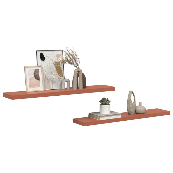 Væghylde 2 pcs Rød 120 x 23,5 x 4 cm Konstrueret træ