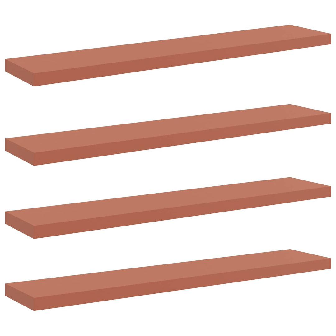 Væghylde 4 pcs Rød 120 x 23,5 x 4 cm Konstrueret træ