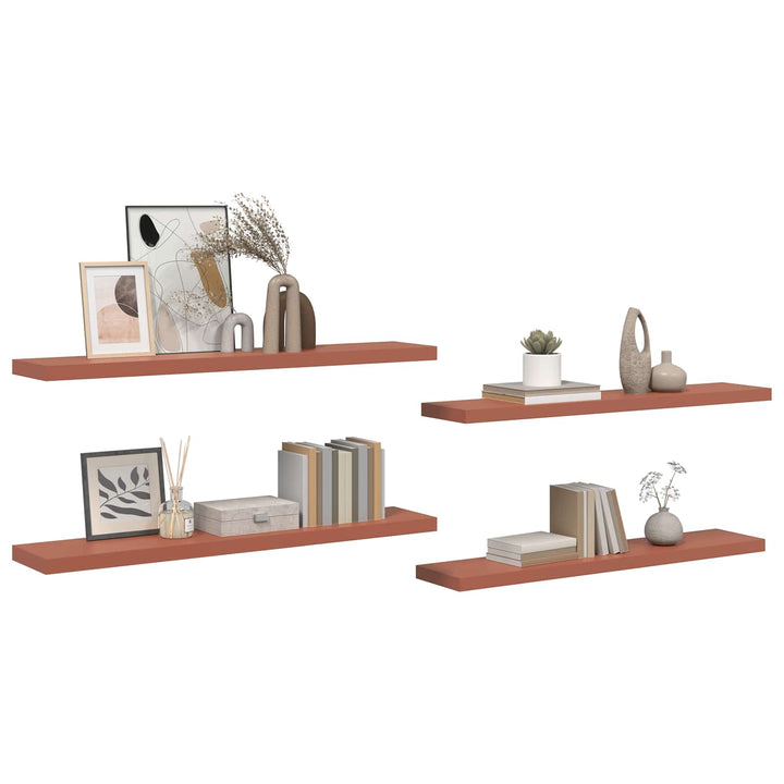 Væghylde 4 pcs Rød 120 x 23,5 x 4 cm Konstrueret træ