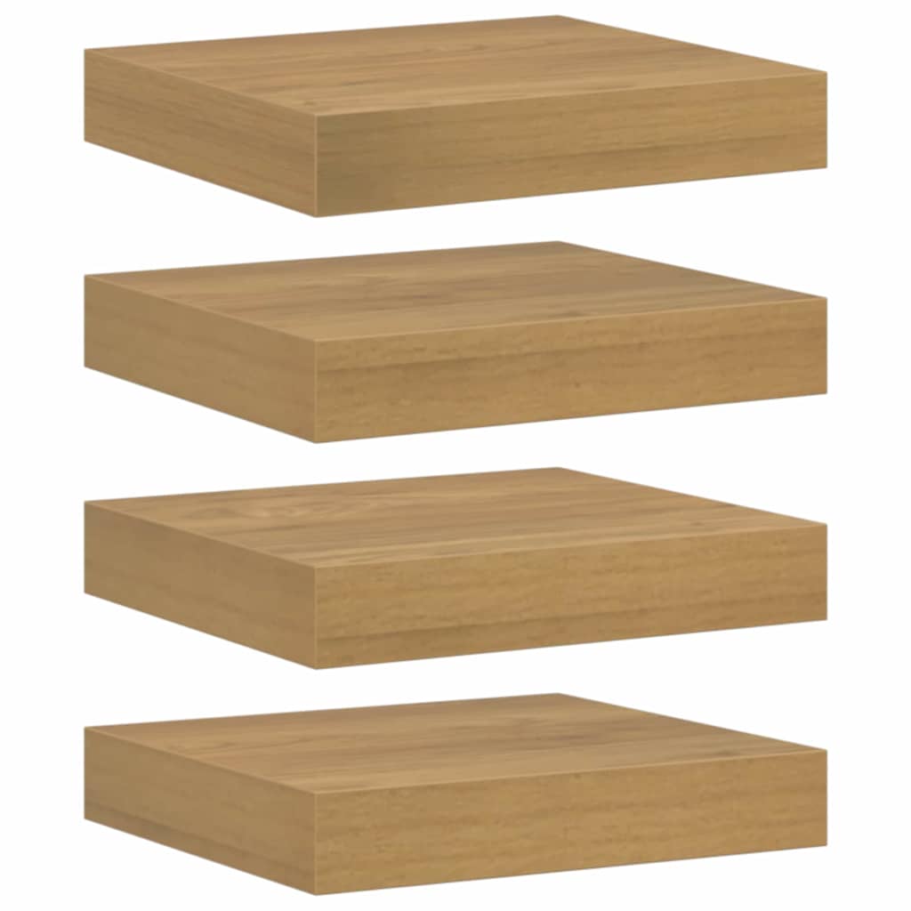 Væghylde 4 pcs Brun 23 x 23,5 x 4 cm Konstrueret træ