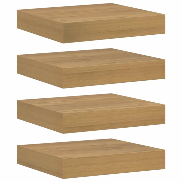 Væghylde 4 pcs Brun 23 x 23,5 x 4 cm Konstrueret træ