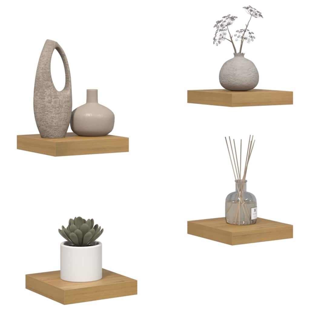 Væghylde 4 pcs Brun 23 x 23,5 x 4 cm Konstrueret træ