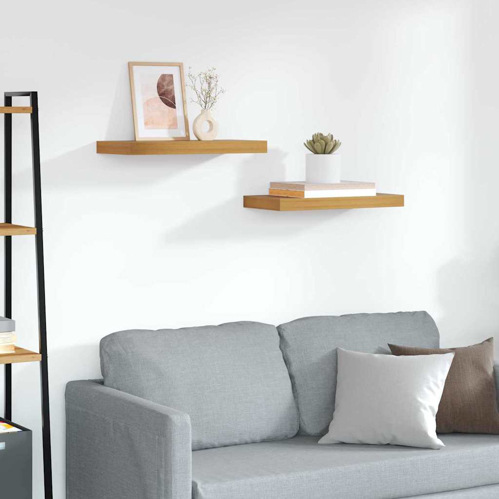 Væghylde Vægmonteret 2 pcs Brun 50 x 23 x 4 cm Konstrueret træ