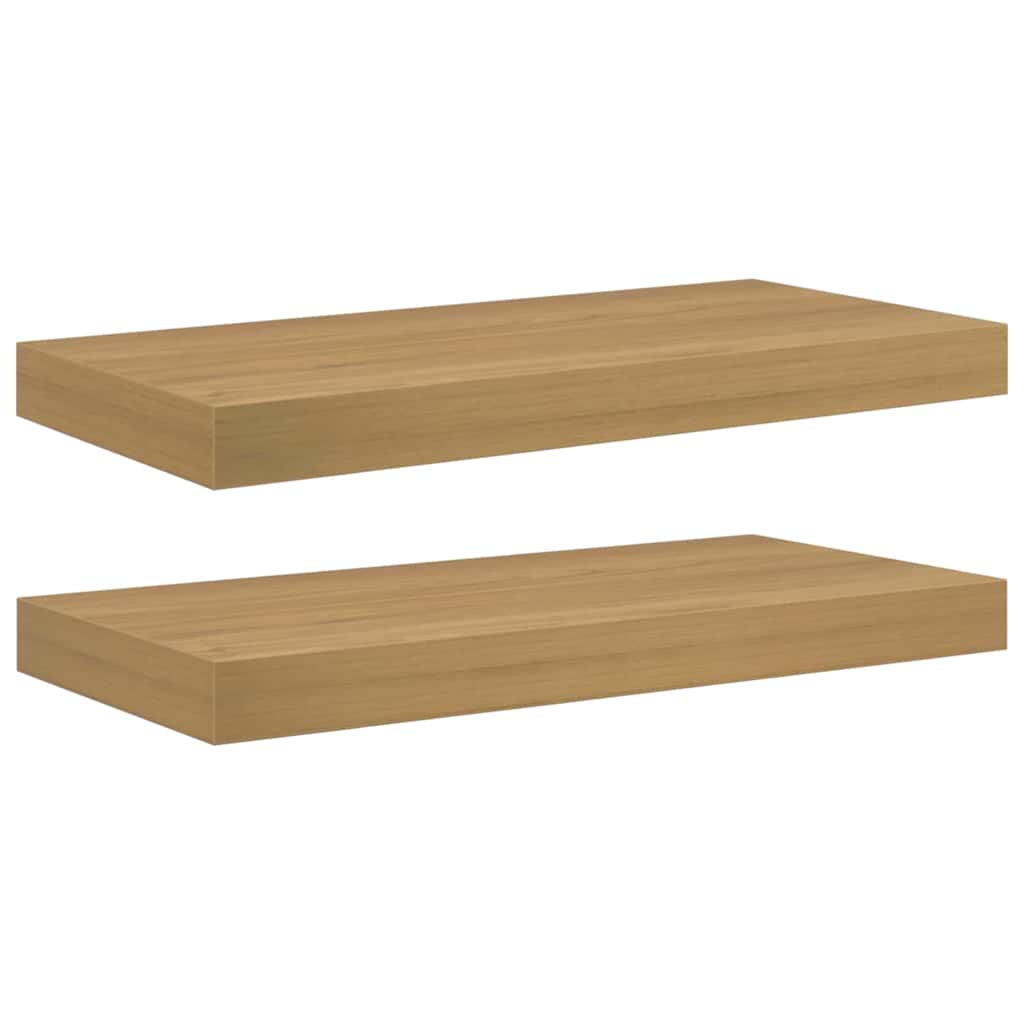 Væghylde Vægmonteret 2 pcs Brun 50 x 23 x 4 cm Konstrueret træ
