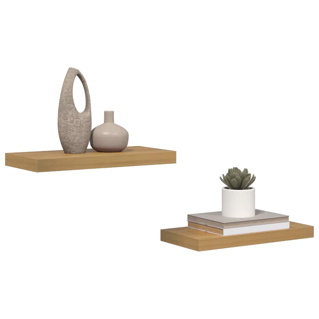 Væghylde Vægmonteret 2 pcs Brun 50 x 23 x 4 cm Konstrueret træ