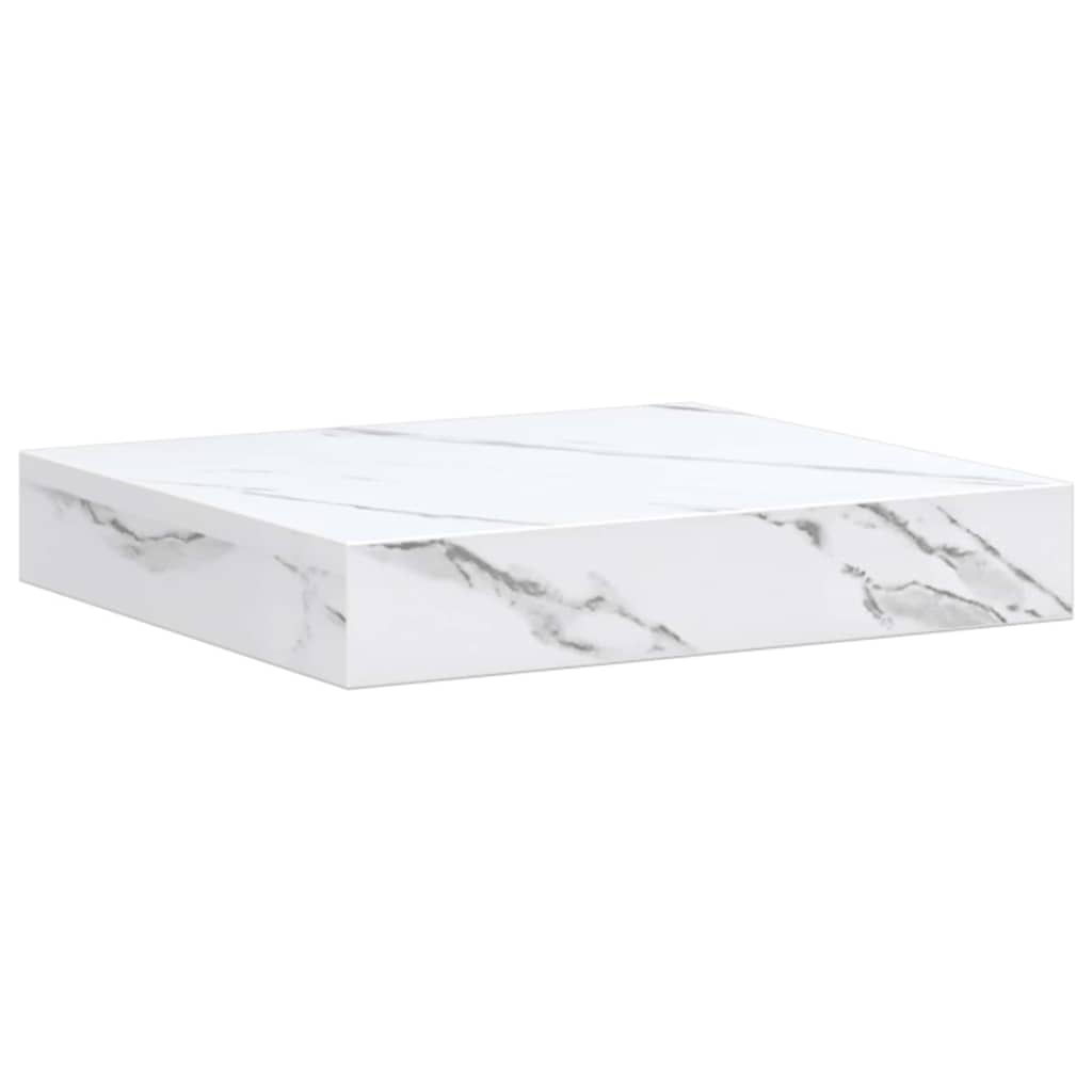 Væghylde 4 pcs Hvid marmor 23 x 23,5 x 4 cm Konstrueret træ
