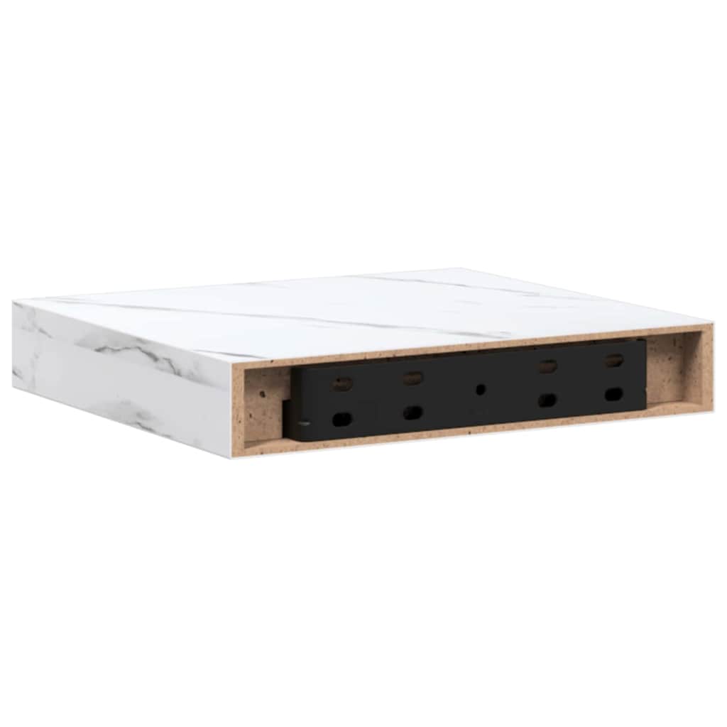 Væghylde 4 pcs Hvid marmor 23 x 23,5 x 4 cm Konstrueret træ