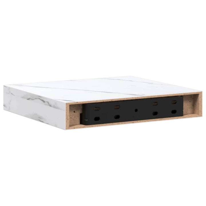Væghylde 4 pcs Hvid marmor 23 x 23,5 x 4 cm Konstrueret træ