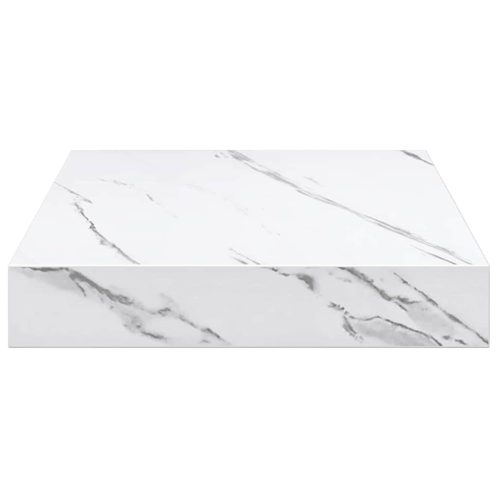 Væghylde 4 pcs Hvid marmor 23 x 23,5 x 4 cm Konstrueret træ