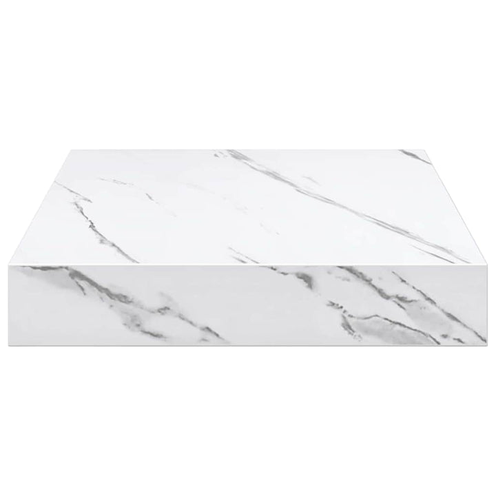 Væghylde 4 pcs Hvid marmor 23 x 23,5 x 4 cm Konstrueret træ