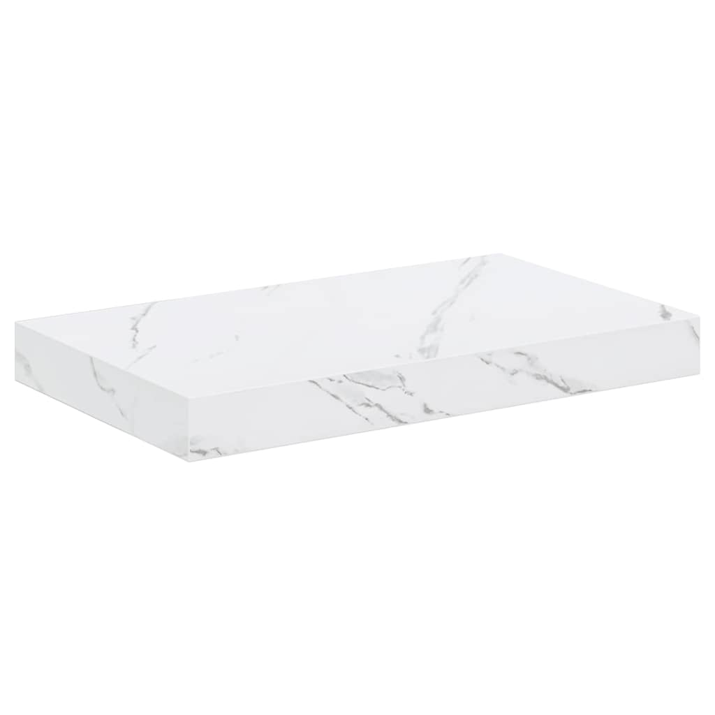 Væghylde 2 stk. Hvid marmor 40 x 23,5 x 3,8 cm Konstrueret træ