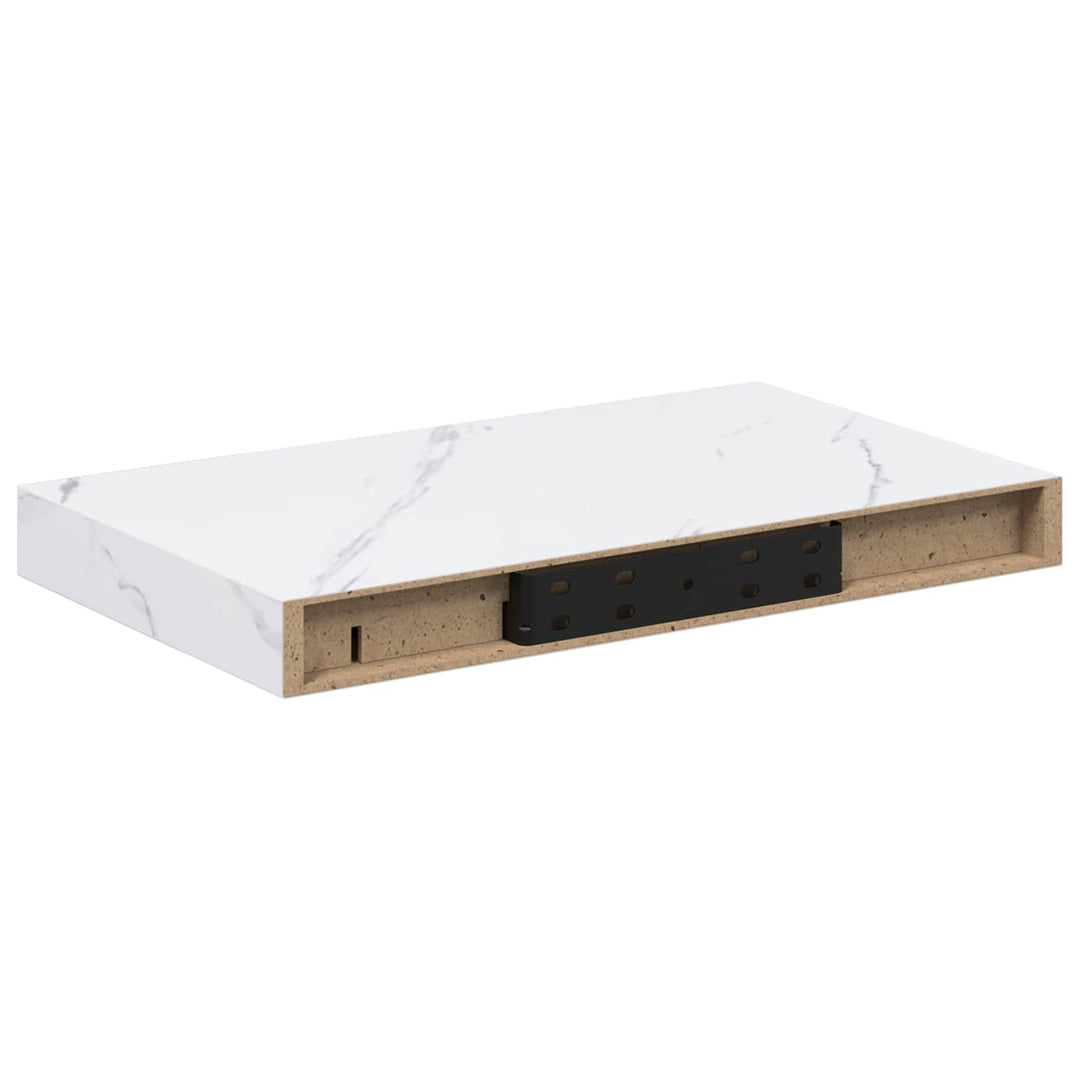 Væghylde 2 stk. Hvid marmor 40 x 23,5 x 3,8 cm Konstrueret træ