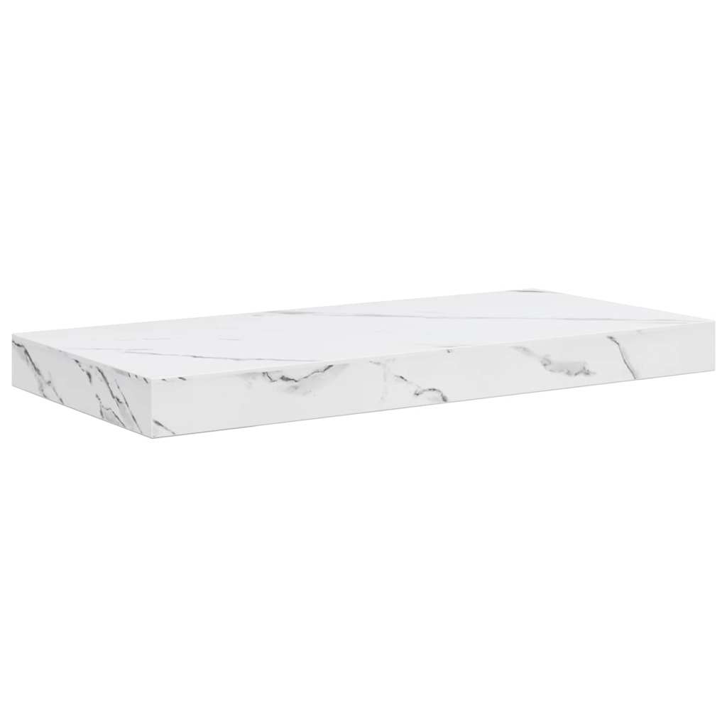 Væghylde 2 pcs Hvid marmor 50 x 23,5 x 4 cm Konstrueret træ