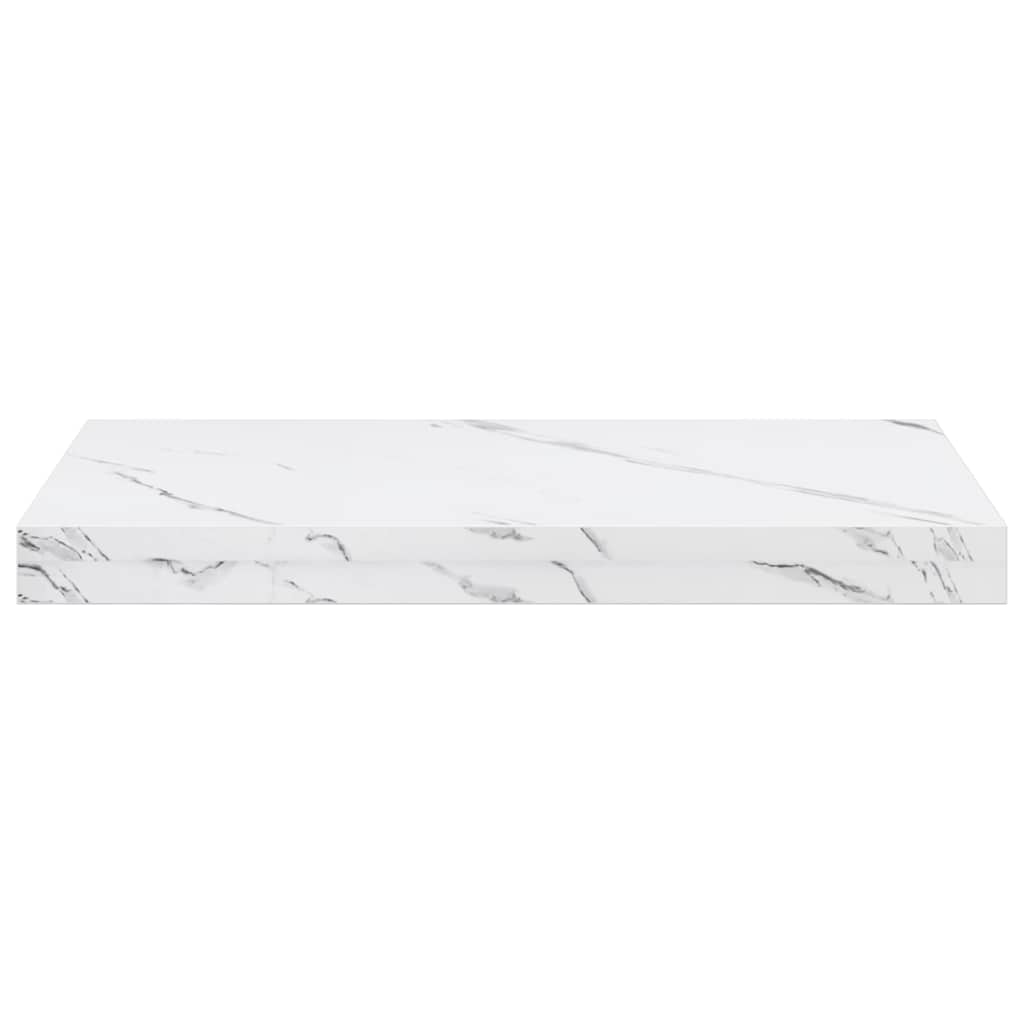 Væghylde 2 pcs Hvid marmor 50 x 23,5 x 4 cm Konstrueret træ