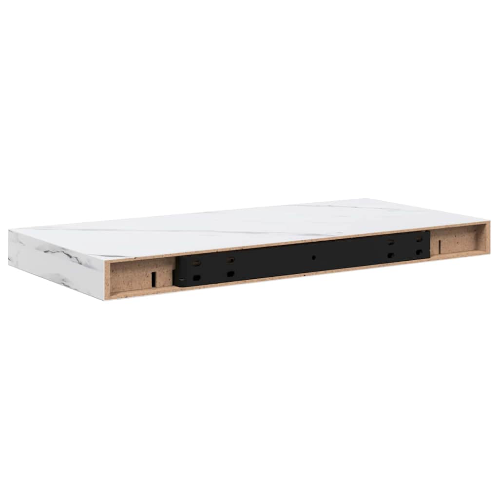 Væghylde 4 pcs Hvid marmor 50 x 23,5 x 4 cm Konstrueret træ