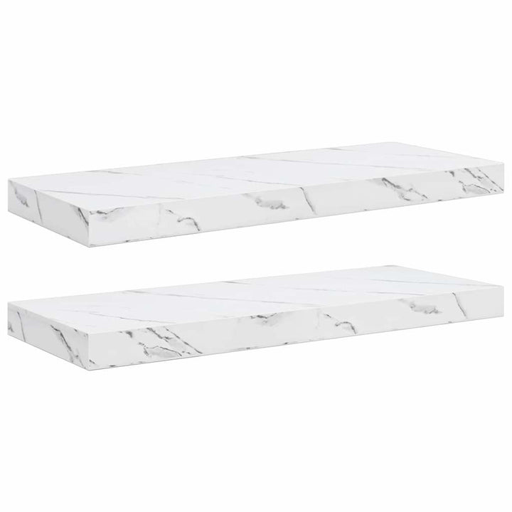 Væghylde 2 pcs Hvid marmor 60 x 23,5 x 4 cm Konstrueret træ