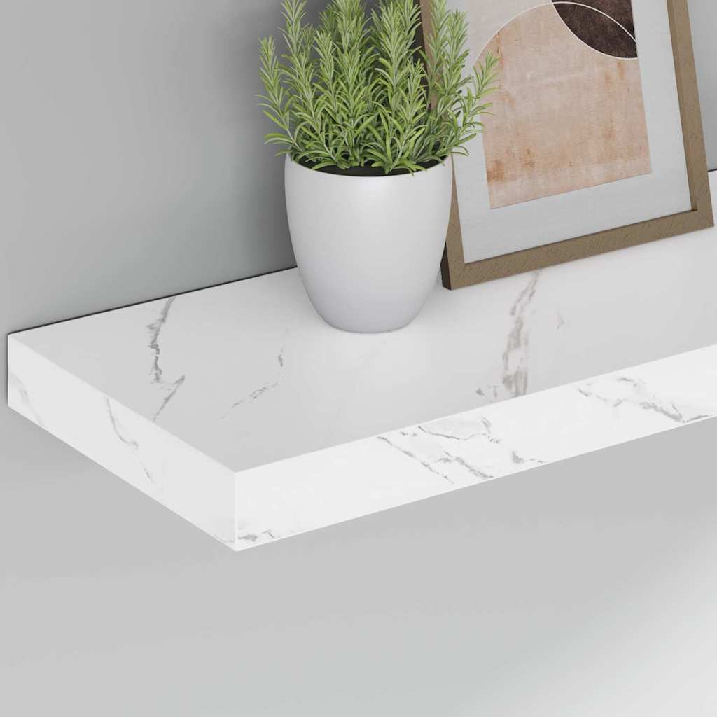 Væghylde 4 pcs Hvid marmor 60 x 23 x 4 cm Konstrueret træ