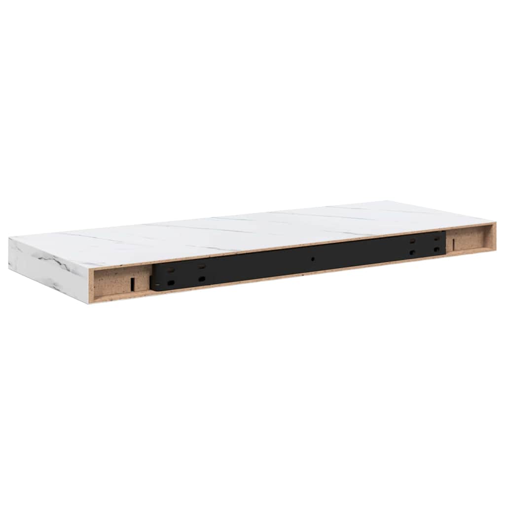 Væghylde 4 pcs Hvid marmor 60 x 23 x 4 cm Konstrueret træ