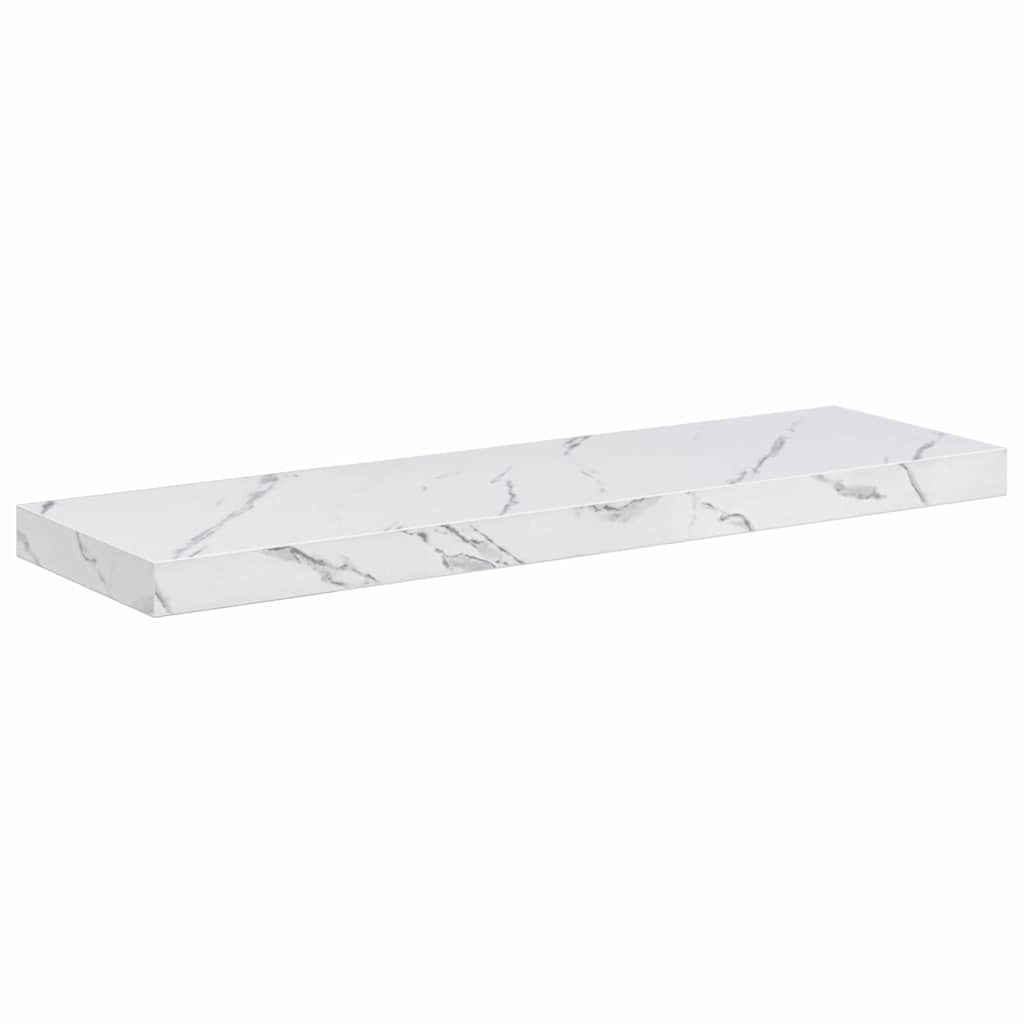 Væghylde 2 pcs Hvid marmor 90 x 23,5 x 4 cm Konstrueret træ