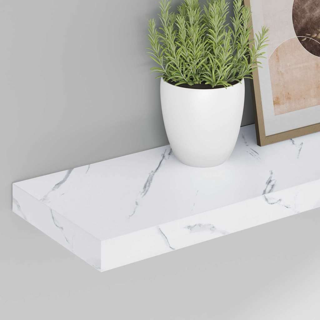 Væghylde 4 pcs Hvid marmor 90 x 23,5 x 4 cm Konstrueret træ